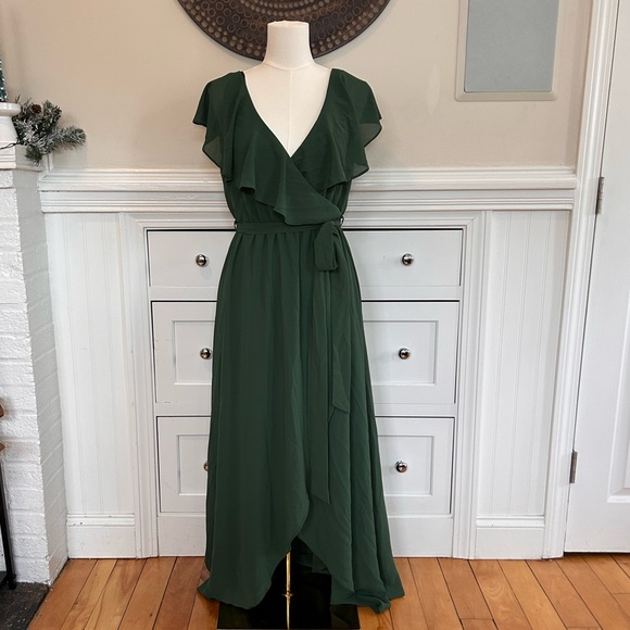 Baltic Born Katya Ruffle Faux Wrap Maxi Dress | Evergreen Large - Picture 4 of 11